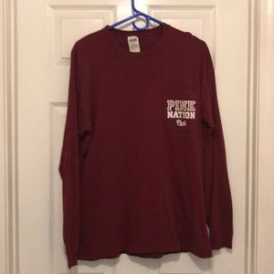 Burgundy long sleeve PINK shirt